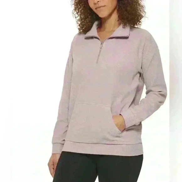 Marc New York Sweaters - Marc NY By Andrew Marc Women's Kangaroo Pocket Ribbed Quarter Zip Pullover LARGE